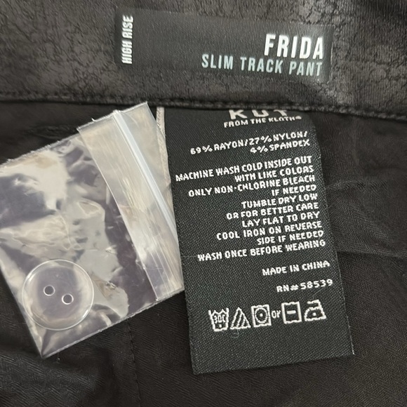 Kut From The Kloth Frida High Rise Slim Coated Track Pant in Black - NEW - SZ 10 - Picture 6 of 8